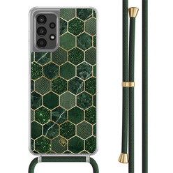 Casimoda Samsung Galaxy A13 4G hoesje met groen koord - Kubus groen