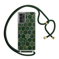 Casimoda Samsung Galaxy A13 4G hoesje met groen koord - Kubus groen