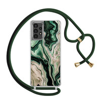 Casimoda Samsung Galaxy A13 4G hoesje met groen koord - Green waves