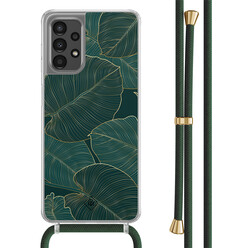 Casimoda Samsung Galaxy A13 4G hoesje met groen koord - Monstera leaves