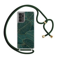 Casimoda Samsung Galaxy A13 4G hoesje met groen koord - Monstera leaves