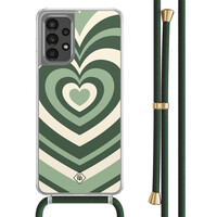 Casimoda Samsung Galaxy A13 4G hoesje met groen koord - Hart swirl groen
