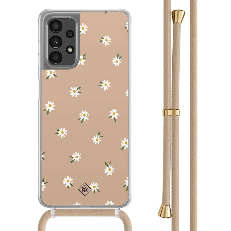 Casimoda Samsung Galaxy A13 4G hoesje met beige koord - Sweet daisies