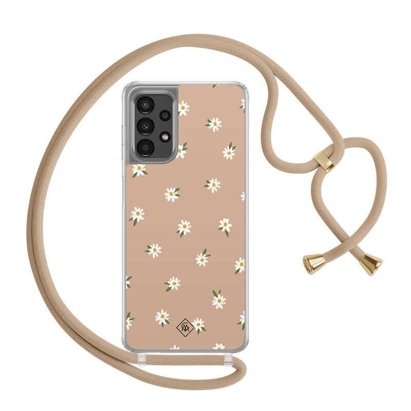 Casimoda Samsung Galaxy A13 4G hoesje met beige koord - Sweet daisies