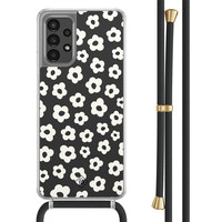 Casimoda Samsung Galaxy A13 4G hoesje met zwart koord - Retro bloempjes