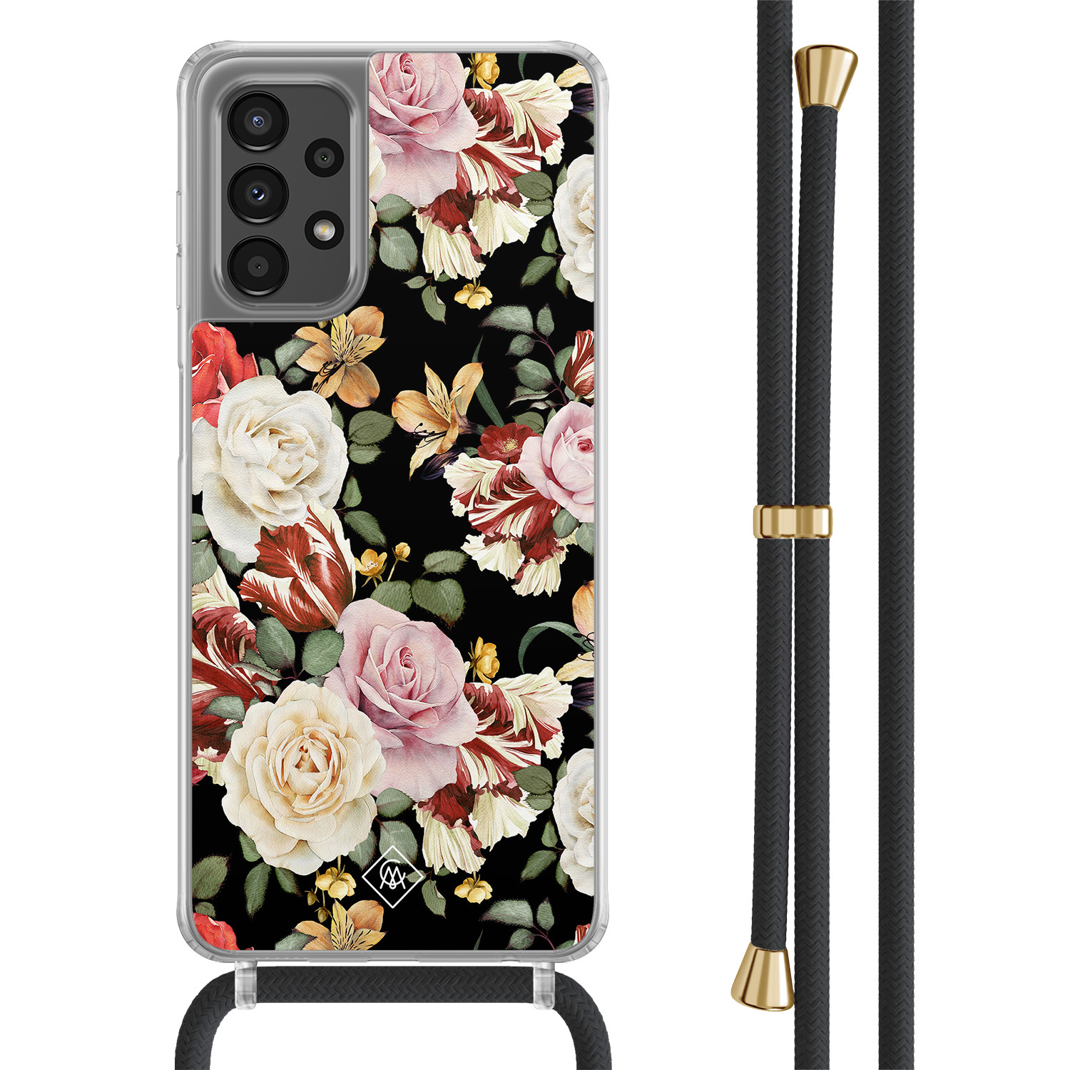 Samsung Galaxy A13 4G hoesje met zwart koord - Flowerpower