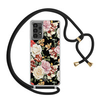 Casimoda Samsung Galaxy A13 4G hoesje met zwart koord - Flowerpower