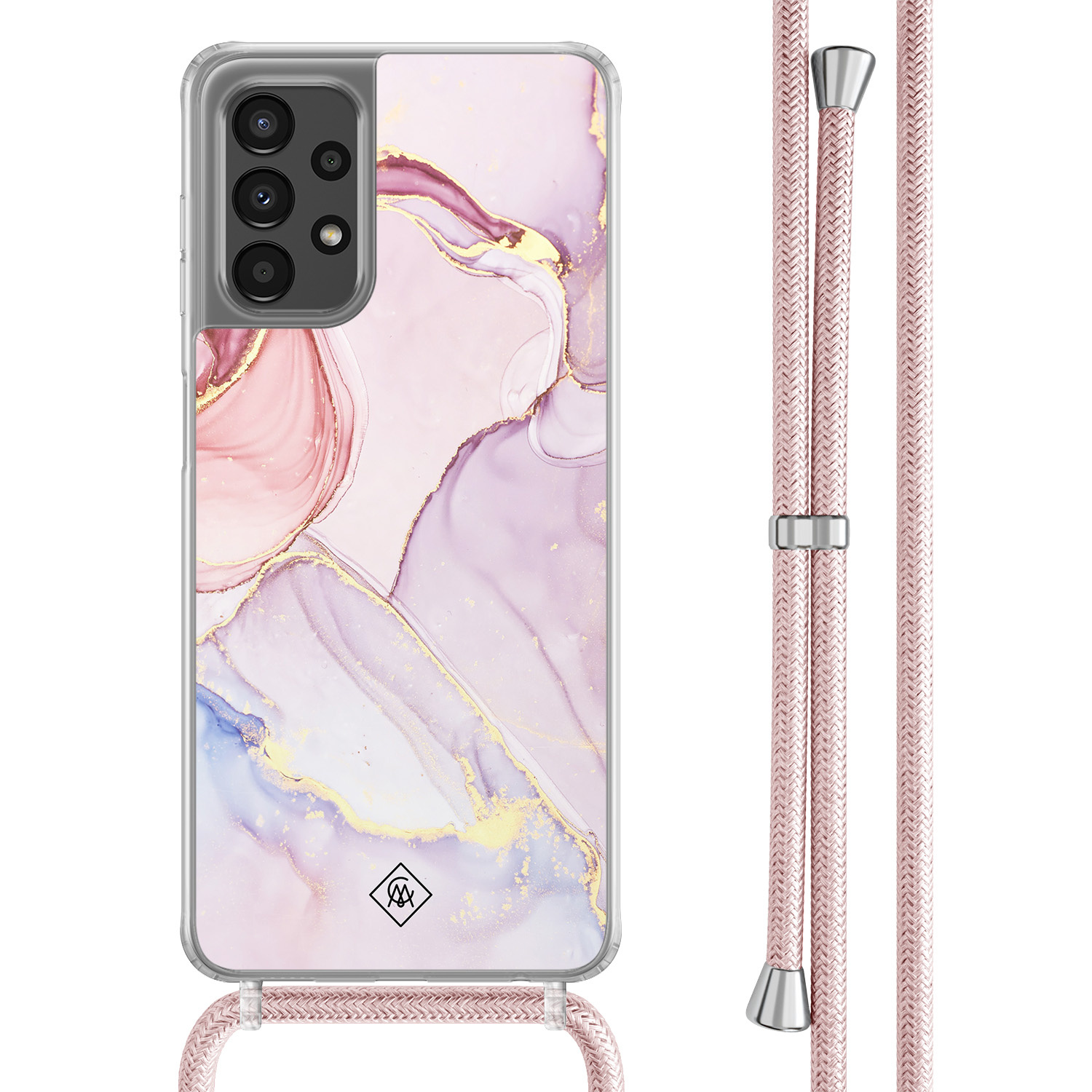 Samsung Galaxy A13 4G hoesje met rosegoud koord Purple sky