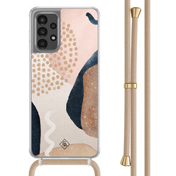 Casimoda Samsung Galaxy A13 4G hoesje met beige koord - Abstract dots