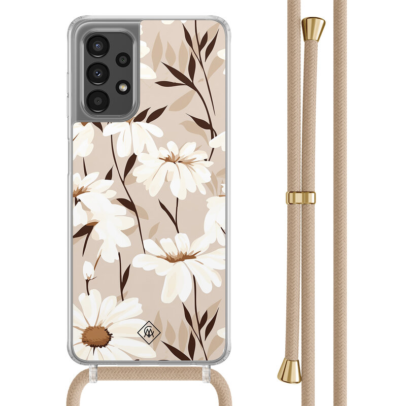 Casimoda Samsung Galaxy A13 4G hoesje met beige koord - In bloom