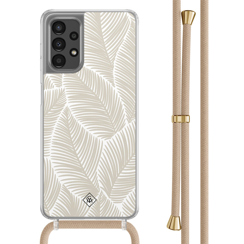 Casimoda Samsung Galaxy A13 4G hoesje met beige koord - Palm leaves beige