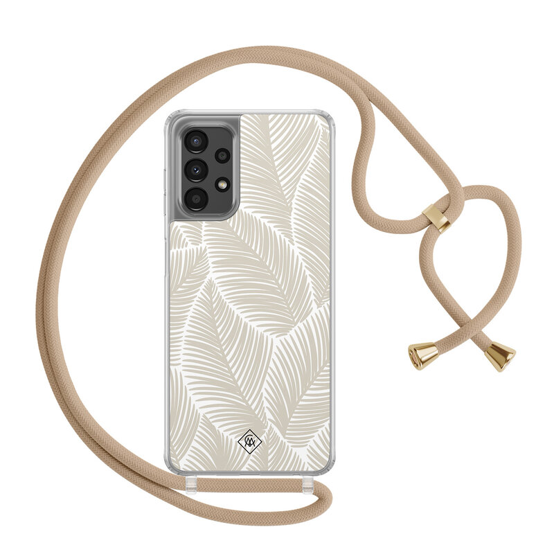 Casimoda Samsung Galaxy A13 4G hoesje met beige koord - Palm leaves beige
