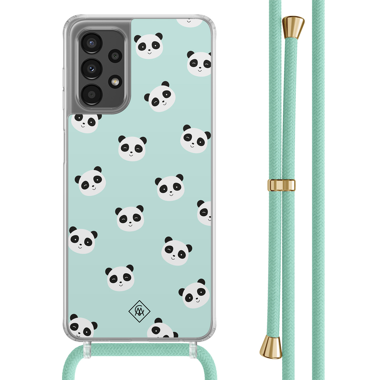 Casimoda® - Samsung A13 4G hoesje met koord - Panda print - Afneembaar koord - - Multi