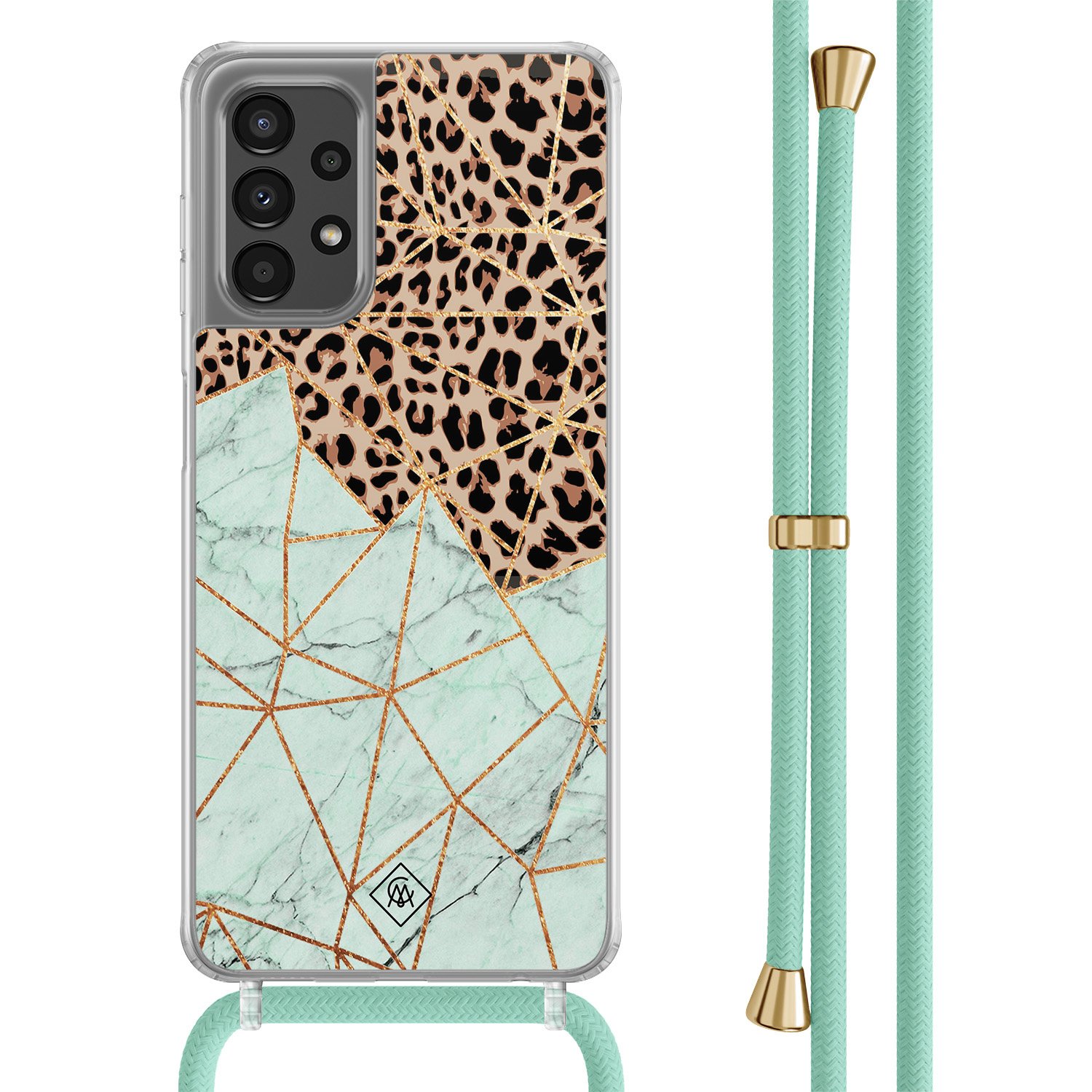 Samsung Galaxy A13 4G hoesje met mint koord Luipaard marmer mint