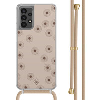 Casimoda Samsung Galaxy A13 4G hoesje met beige koord - Cute flowers