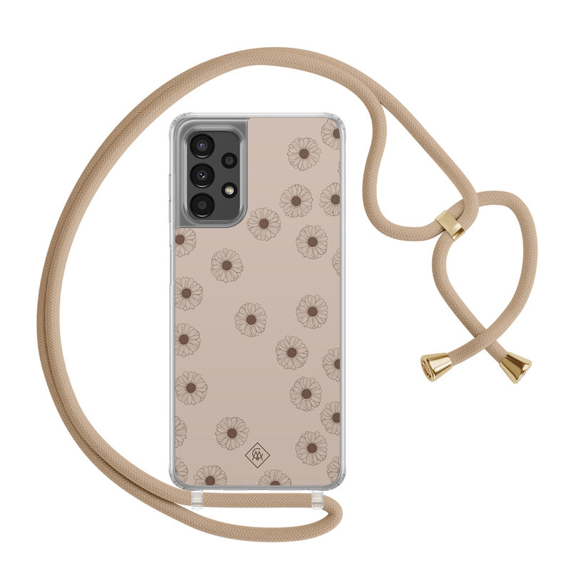 Casimoda Samsung Galaxy A13 4G hoesje met beige koord - Cute flowers