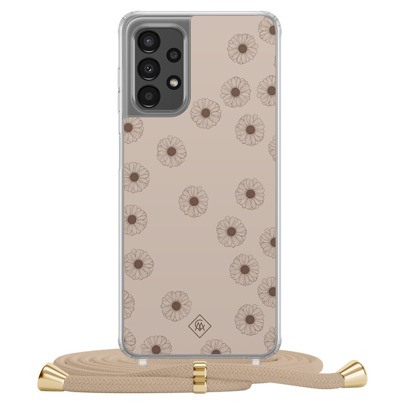 Casimoda Samsung Galaxy A13 4G hoesje met beige koord - Cute flowers