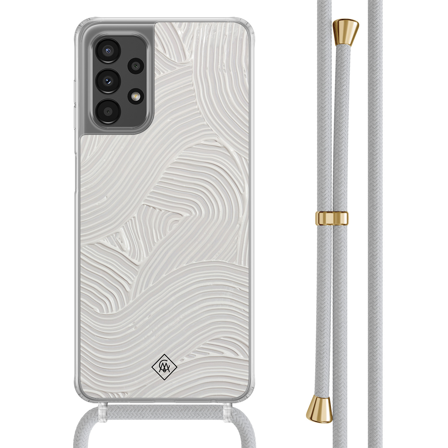 Samsung Galaxy A13 4G hoesje met grijs koord - Abstract beige waves