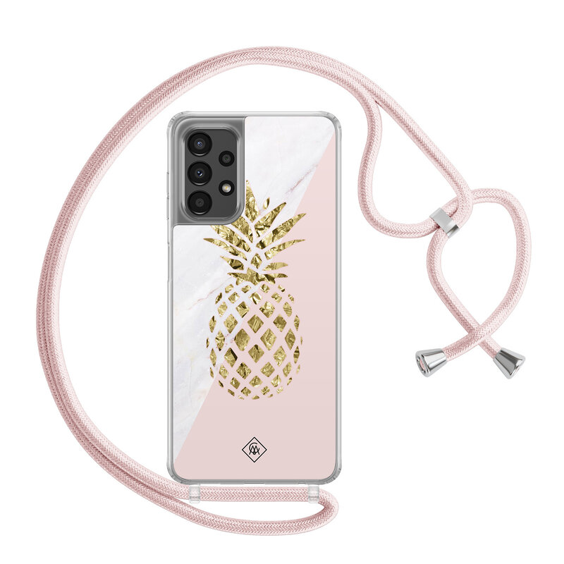 Casimoda Samsung Galaxy A13 4G hoesje met rosegoud koord - Ananas