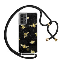Casimoda Samsung Galaxy A13 4G hoesje met zwart koord - Bee happy