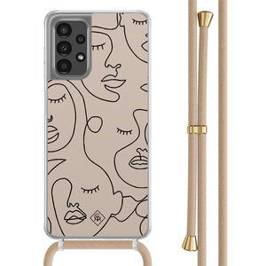 Casimoda Samsung Galaxy A13 4G hoesje met beige koord - Abstract faces