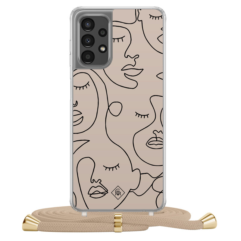 Casimoda Samsung Galaxy A13 4G hoesje met beige koord - Abstract faces