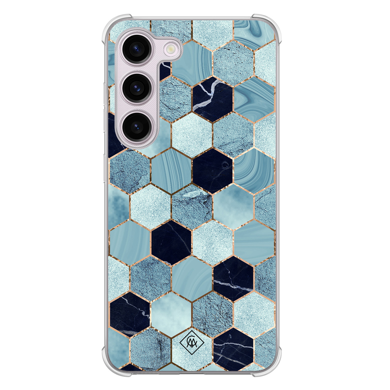 Samsung Galaxy S23 Plus shockproof hoesje Blue cubes