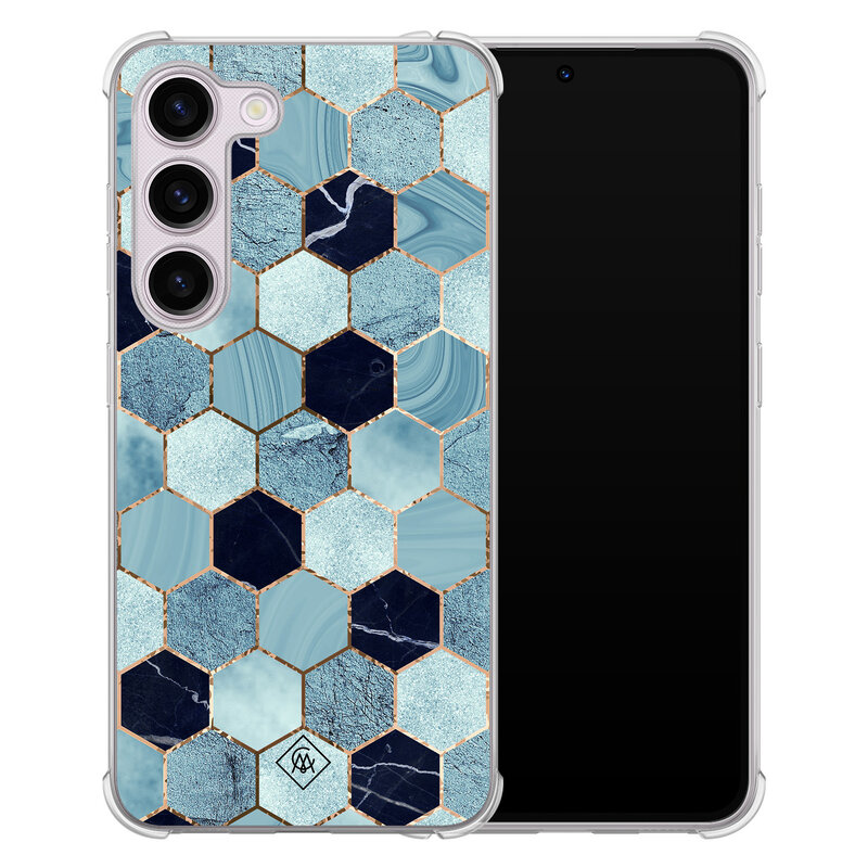 Casimoda Samsung Galaxy S23 Plus shockproof hoesje - Blue cubes