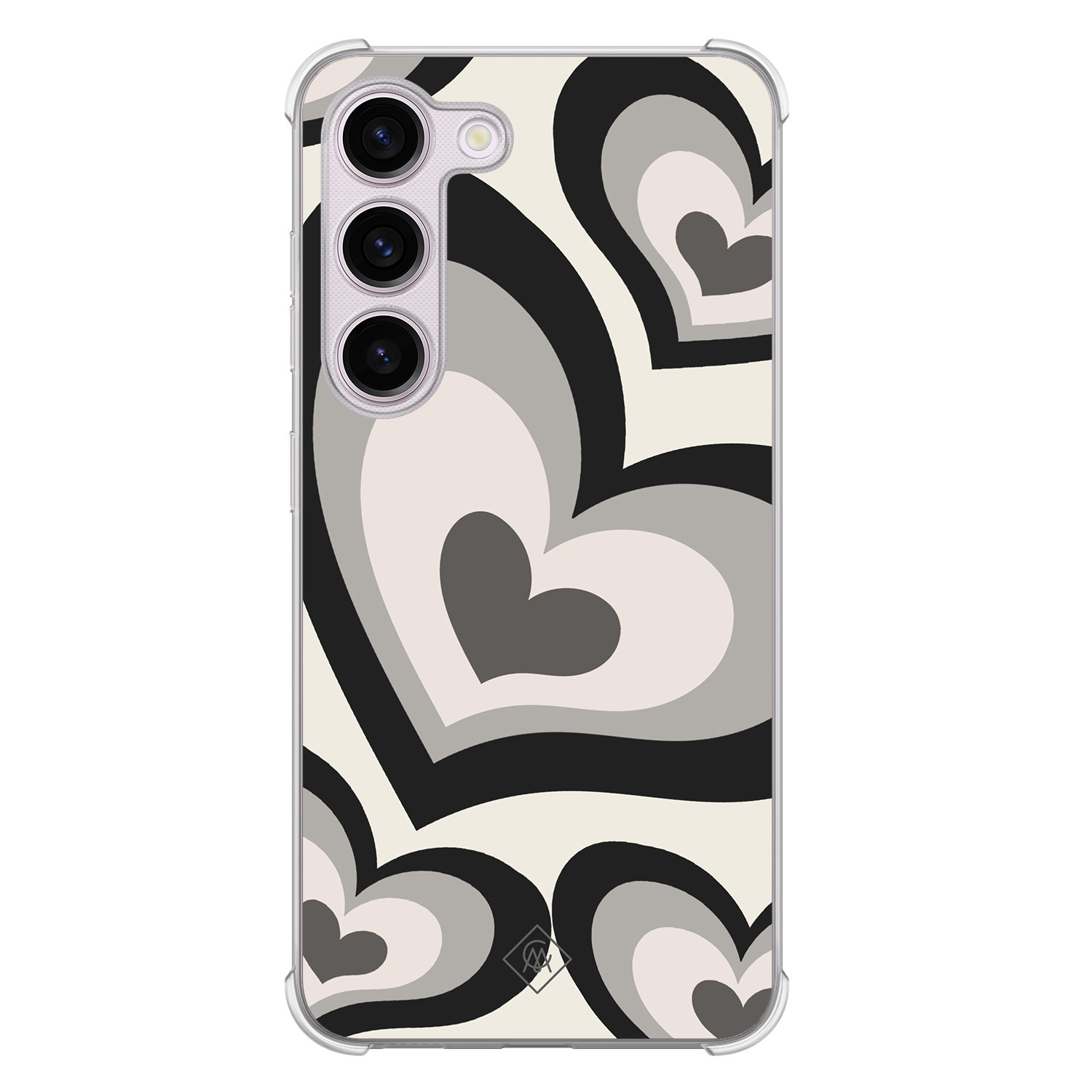 Samsung Galaxy S23 Plus shockproof hoesje Hart swirl zwart