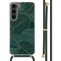 Casimoda Samsung Galaxy S23 Plus hoesje met groen koord - Monstera leaves