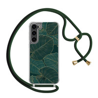 Casimoda Samsung Galaxy S23 Plus hoesje met groen koord - Monstera leaves