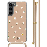 Casimoda Samsung Galaxy S23 Plus hoesje met beige koord - Sweet daisies