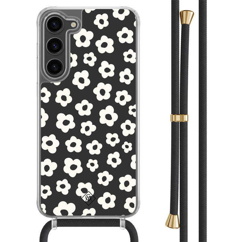 Casimoda Samsung Galaxy S23 Plus hoesje met zwart koord - Retro bloempjes