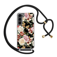 Casimoda Samsung Galaxy S23 Plus hoesje met zwart koord - Flowerpower