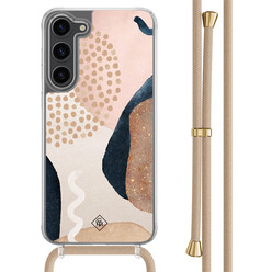 Casimoda Samsung Galaxy S23 Plus hoesje met beige koord - Abstract dots