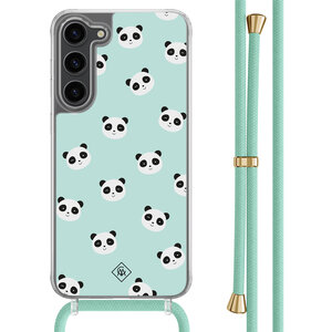 Casimoda Samsung Galaxy S23 Plus hoesje met mint koord - Panda print