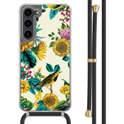 Casimoda Samsung Galaxy S23 Plus hoesje met zwart koord - Sunflowers