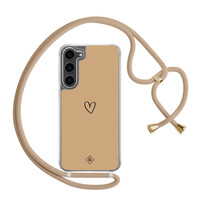 Casimoda Samsung Galaxy S23 Plus hoesje met beige koord - Hart bruin