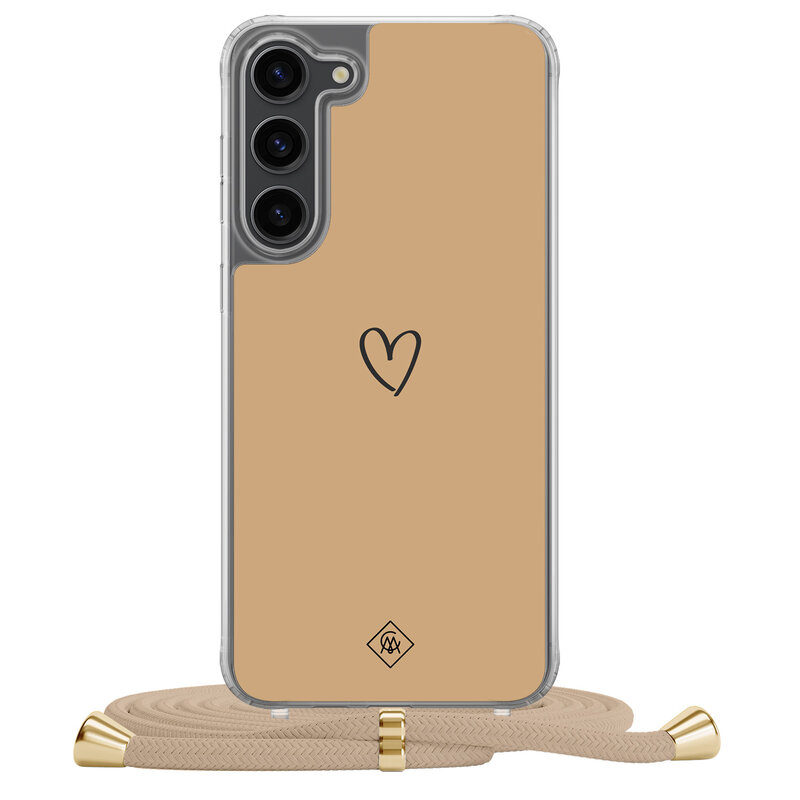 Casimoda Samsung Galaxy S23 Plus hoesje met beige koord - Hart bruin