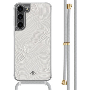 Casimoda Samsung Galaxy S23 Plus hoesje met grijs koord - Abstract beige waves