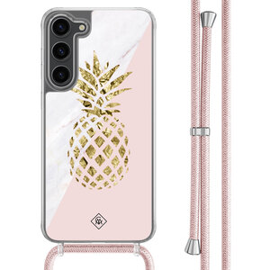 Casimoda Samsung Galaxy S23 Plus hoesje met rosegoud koord - Ananas