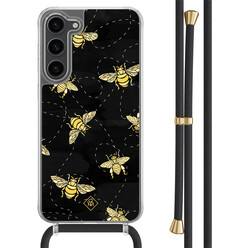 Casimoda Samsung Galaxy S23 Plus hoesje met zwart koord - Bee happy