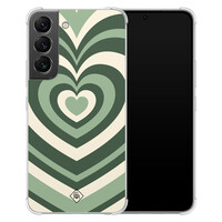 Casimoda Samsung Galaxy S22 shockproof hoesje - Groen hart swirl