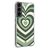 Casimoda Samsung Galaxy S22 shockproof hoesje - Groen hart swirl