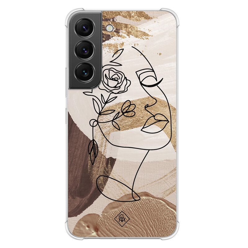 Casimoda Samsung Galaxy S22 shockproof hoesje - Abstract gezicht bruin