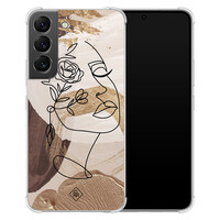 Casimoda Samsung Galaxy S22 shockproof hoesje - Abstract gezicht bruin