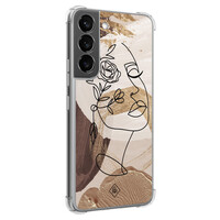 Casimoda Samsung Galaxy S22 shockproof hoesje - Abstract gezicht bruin