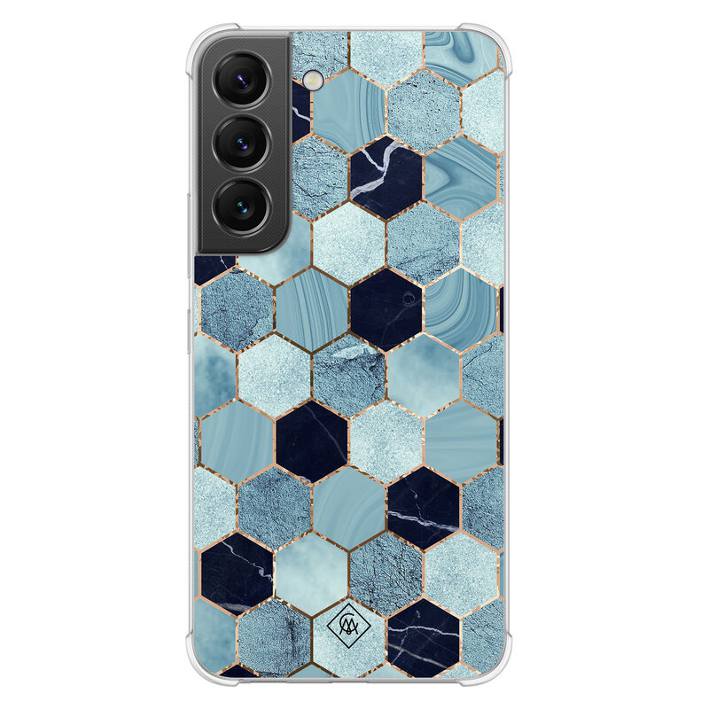 Casimoda Samsung Galaxy S22 shockproof hoesje - Blue cubes