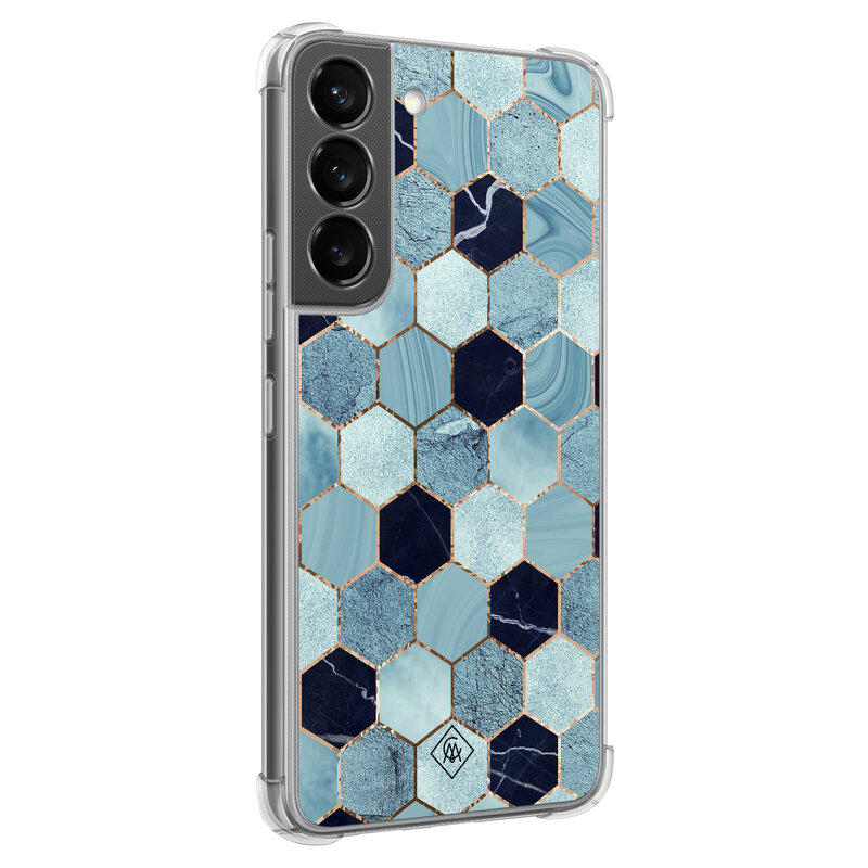 Casimoda Samsung Galaxy S22 shockproof hoesje - Blue cubes