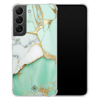Casimoda Samsung Galaxy S22 shockproof hoesje - Marmer mintgroen